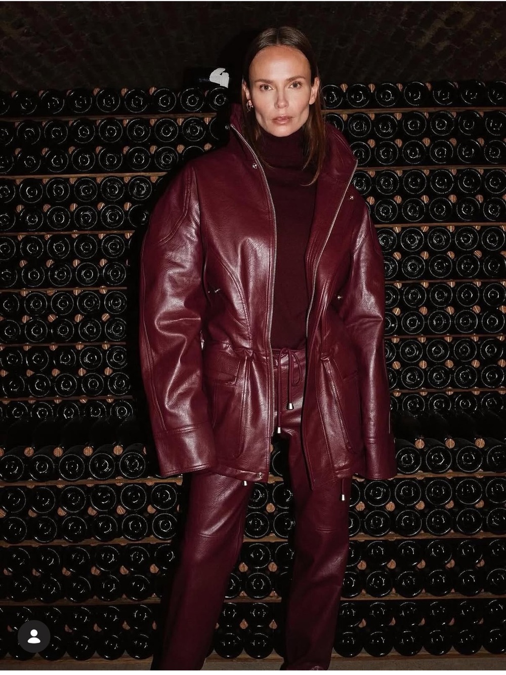 The Frankie Shop Oversized Burgundy Leather Jacket